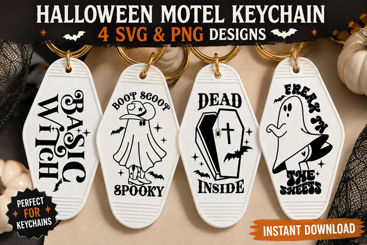 Halloween Motel Keychain SVG PNG, Funny Spooky Sayings example image 1