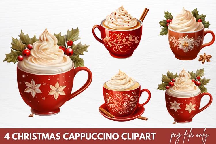 Christmas Cappuccino Clipart PNG