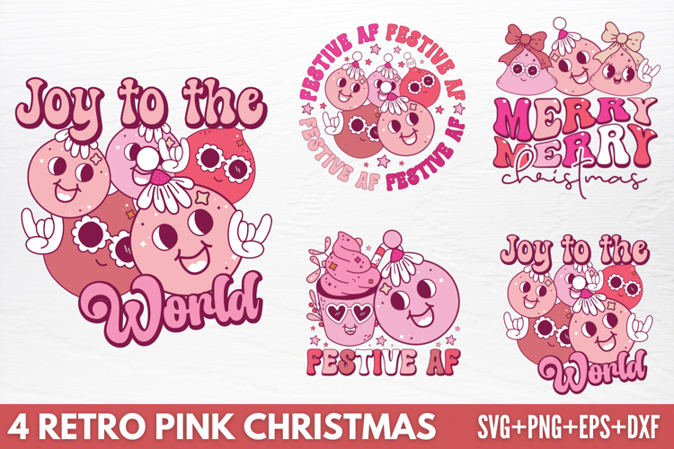 Retro Pink Christmas SVG