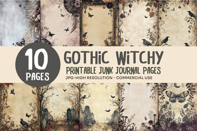 Gothic Raven Junk Journal Pages example image 1