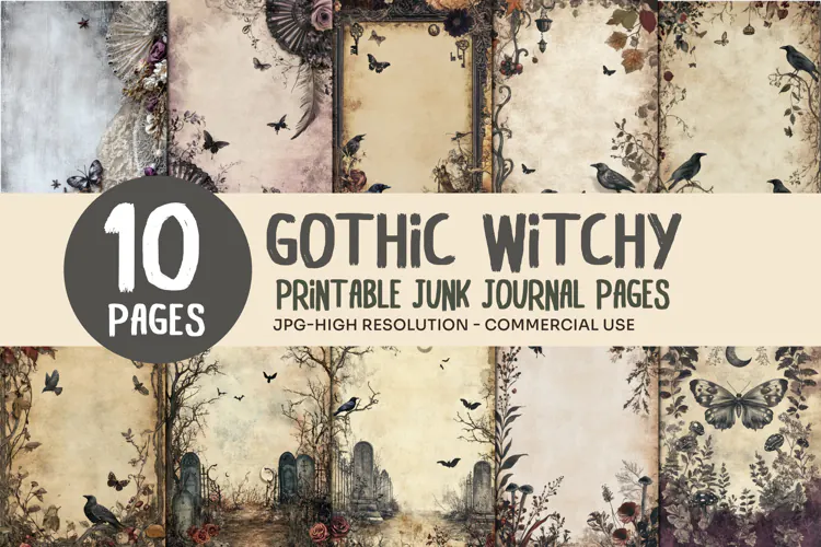 Gothic Raven Junk Journal Pages