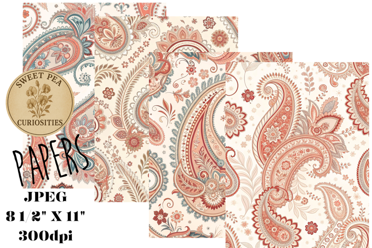 Shabby Chic, Paisley, Papers, Junk Journal