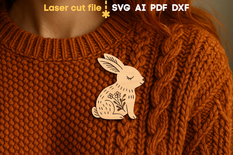 Hare Christmas Pin SVG laser cut files for Glowforge