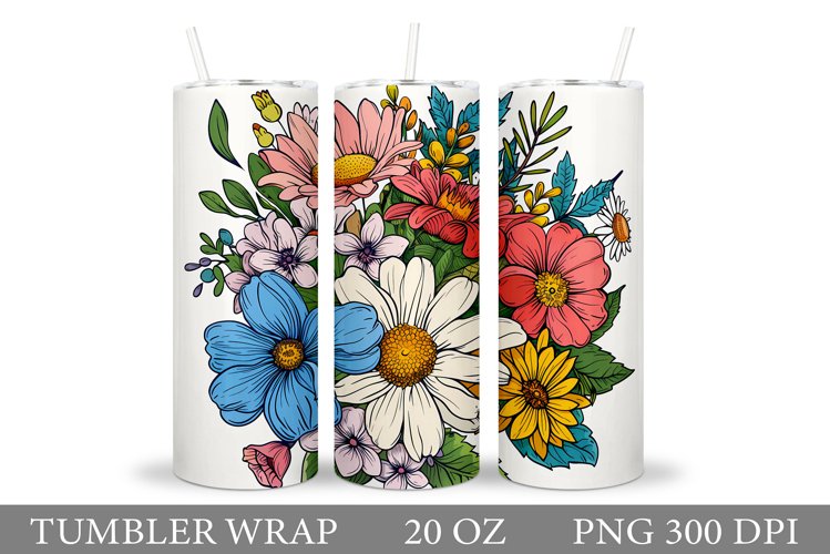 Flowers Tumbler Wrap Design. Sublimation Tumbler Flowers