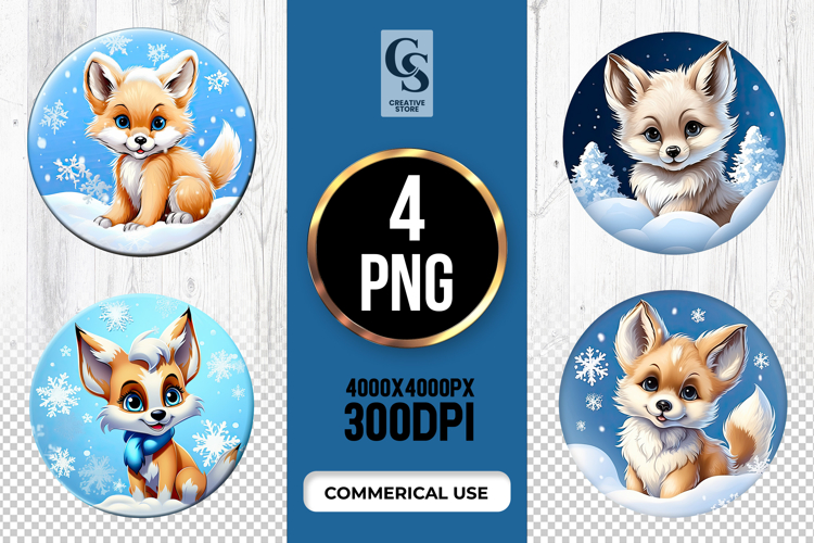 Cute Fox Winter Clipart Sublimation PNG