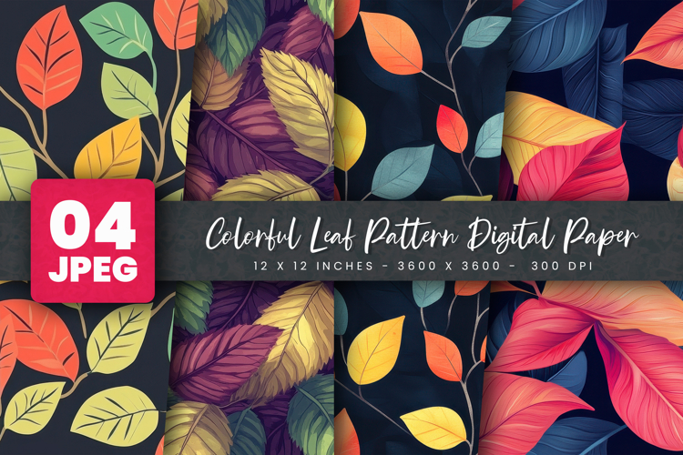 Colorful Leaf Pattern Digital Paper