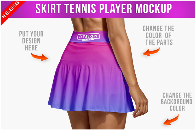 Skirt Mockup Back View of Female Tennis Player example image 1