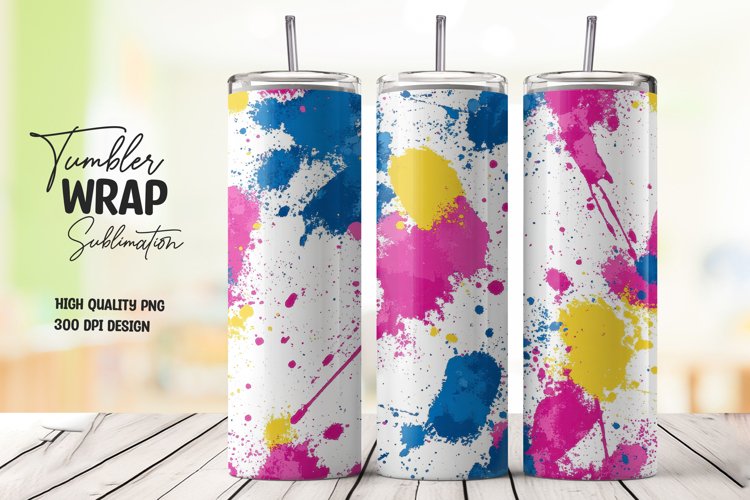 Colorful abstract splashes tumbler wrap sublimation design