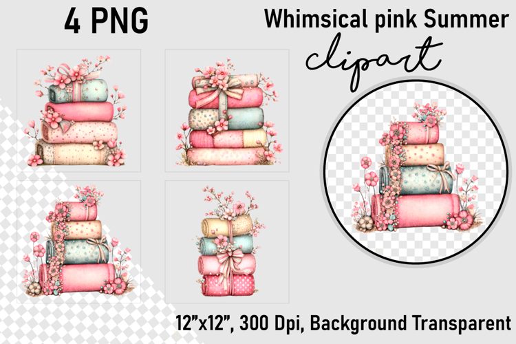 Whimsical pink Summer clipart PNG, Summer clipart