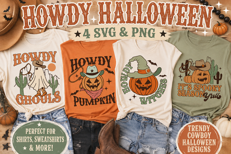 Howdy Halloween SVG PNG, Western Cowboy Spooky Season