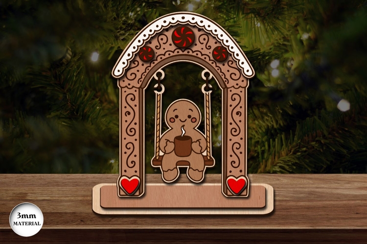 Gingerbread Man on Swing Laser Cut | Glowforge | SVG