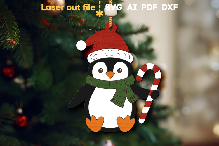 Christmas Ornament Penguin SVG laser cut file for Glowforge