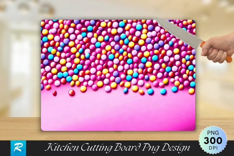 Colorful Candies Cutting Board Sublimation Design