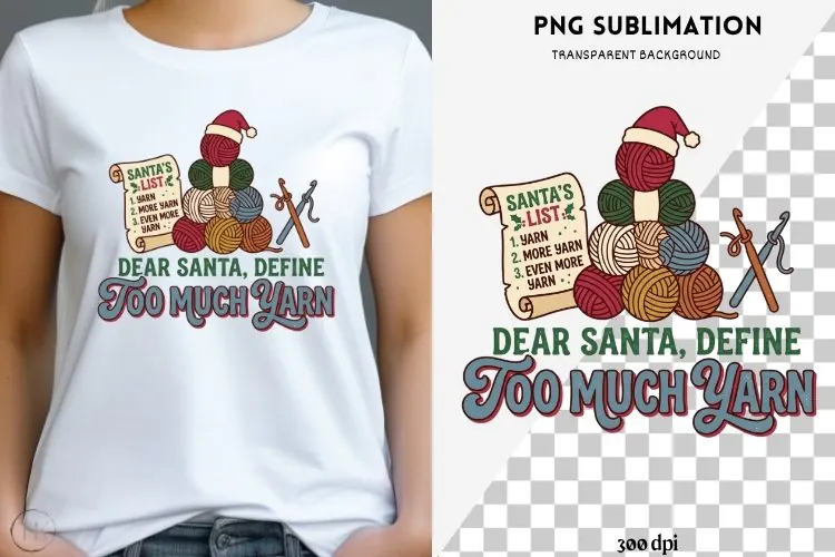 Christmas crochet png design for T-shirts
