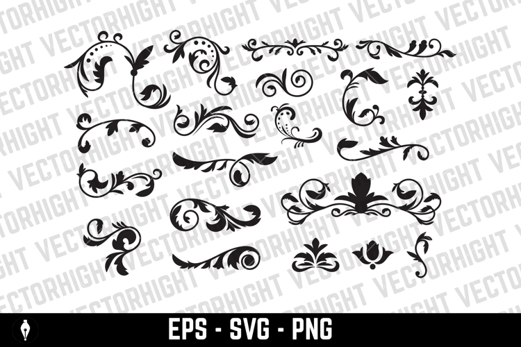 Flourishing decorative elements for retro design.