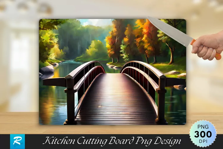 Bridge On A River Cutting Cutting Board PNG Design