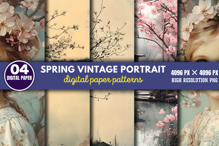 Spring Vintage Portrait Photos Paper PNG