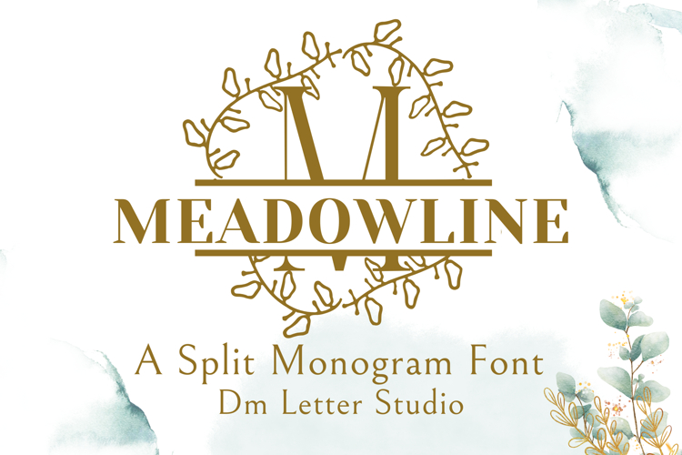 MeadowLine Split Monogram - Elegant Split Serif Font