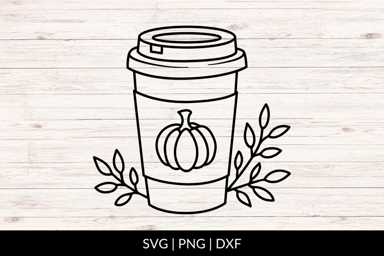 Hand Drawn Fall Coffee Cup With Pumpkin SVG