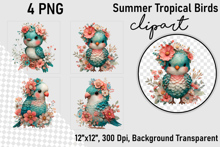 Summer Tropical Birds Clipart, Tropical Birds png