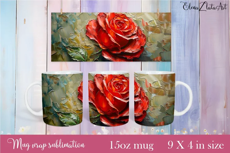 Flowers Mug Sublimation, Floral Design Mug