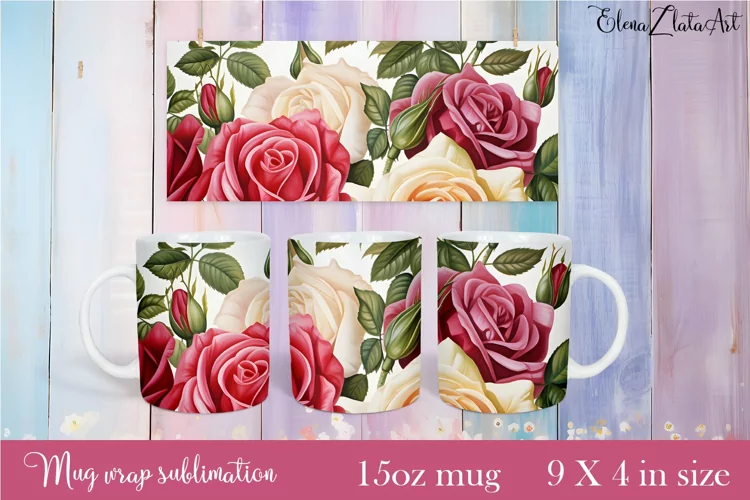 Flowers Mug Sublimation, Floral Design Mug