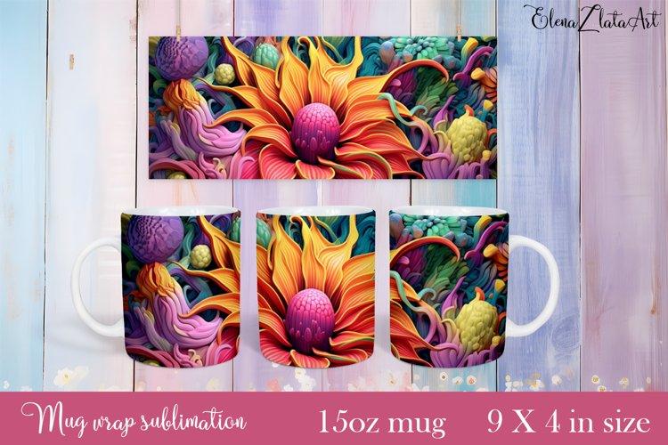 Flowers Mug Sublimation, Floral Design Mug example image 1