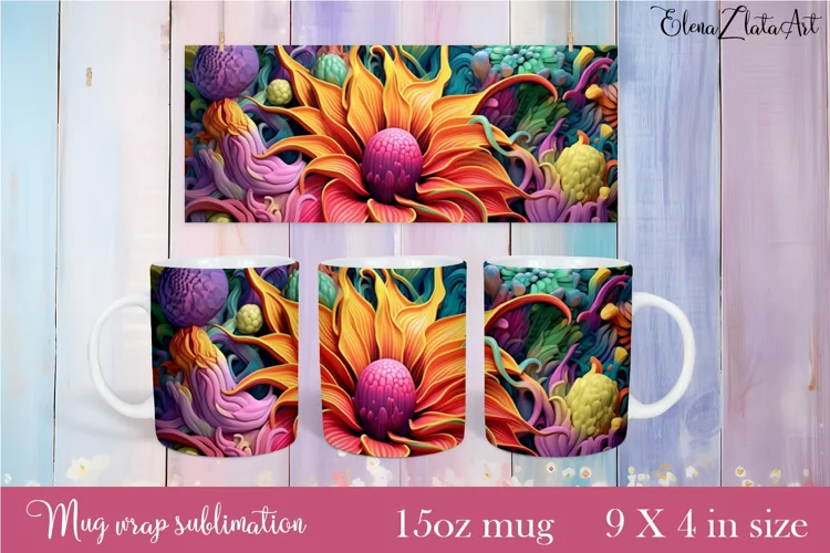 Flowers Mug Sublimation, Floral Design Mug