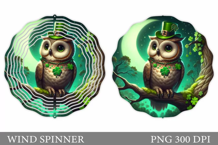 St Patrick Owl Wind Spinner. St Patrick Wind Spinner Design