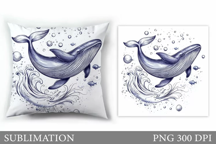 Whale Pillow Sublimation. Whale Sublimation