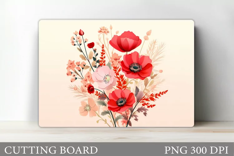 Flowers Cutting Board Sublimation. Wildflowers Cutting Board