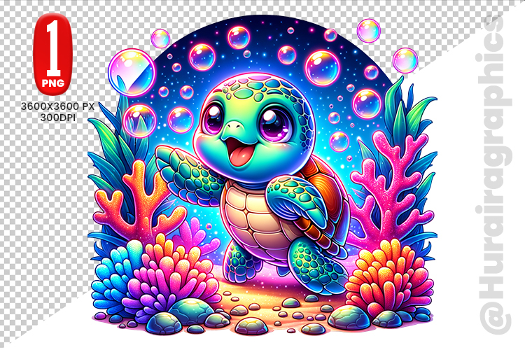 Cute Turtle Clipart Image 8