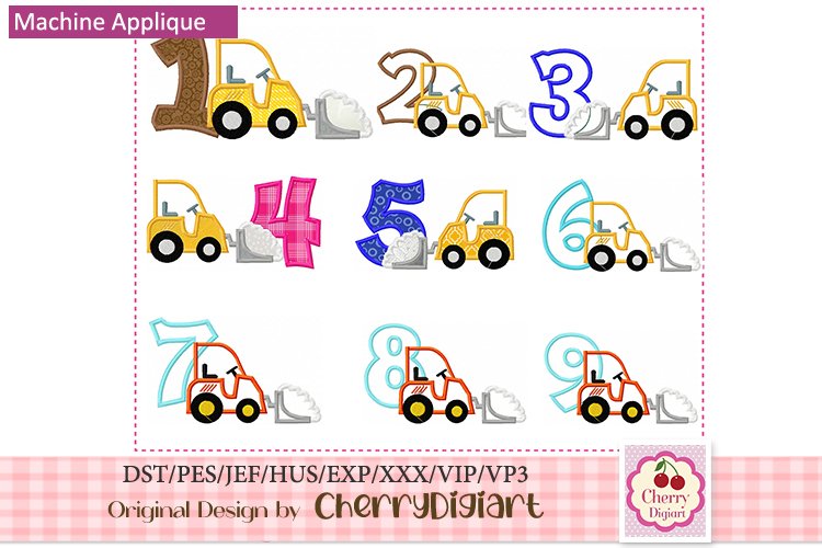 Winter Snowplough Numbers applique machine embroidery 2248B