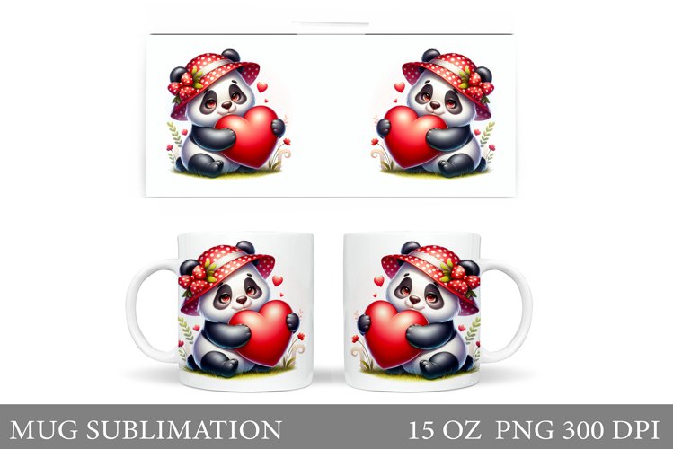 Valentines Panda Mug Sublimation. Valentines Mug Design