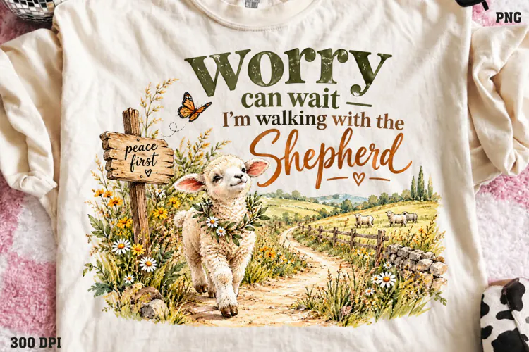Faith Carries the Quiet Heart Shirt PNG, Watercolor Pastoral