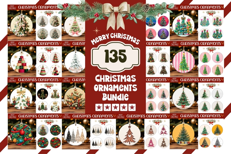 Mega Christmas Round Ornaments Bundle, Christmas Gift Tags