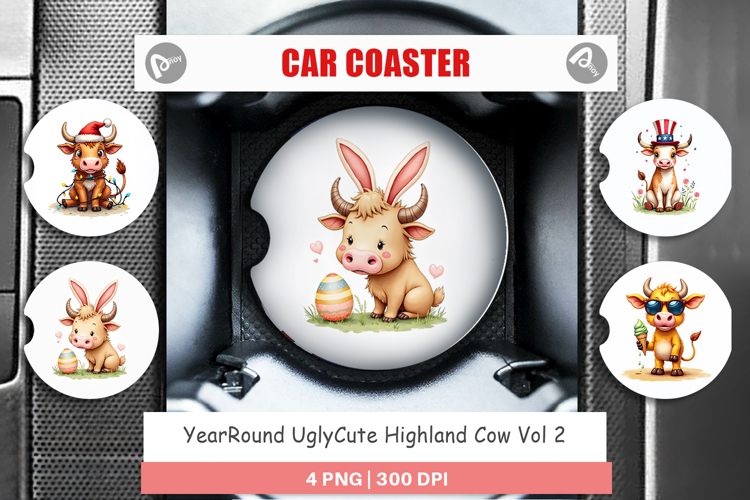 Seasonal Highland Cow Car Coaster
