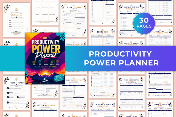 Productivity Power Planner | Goal Setting, Time Management