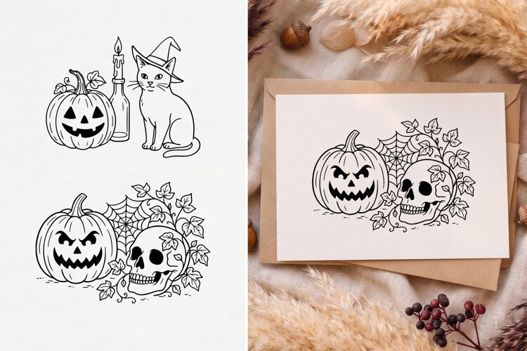 Cottagecore Halloween Pumpkin SVG, Floral Jack O Lantern example image 1