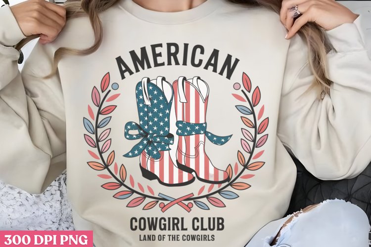 American Cowgirl Club PNG, Western 4th Of July Sublimation P