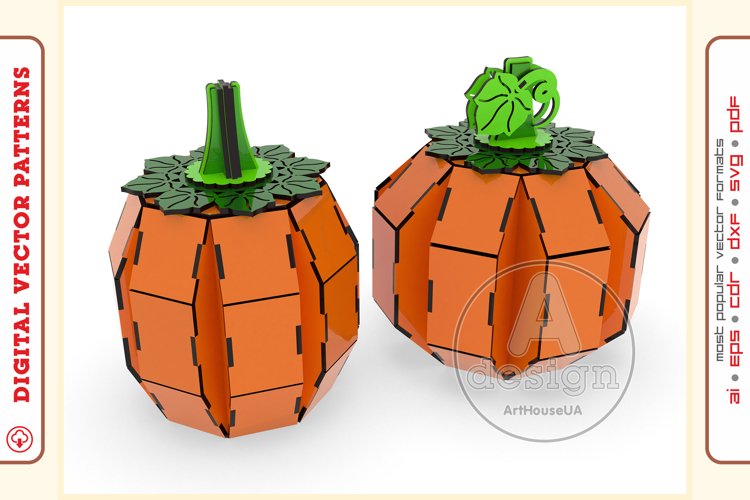 Pumpkin Halloween gift box v58 laser cut file Glowforge SVG