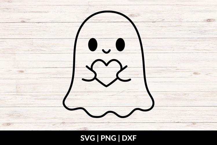 Cute Ghost Holding Heart SVG, Halloween Ghost SVG