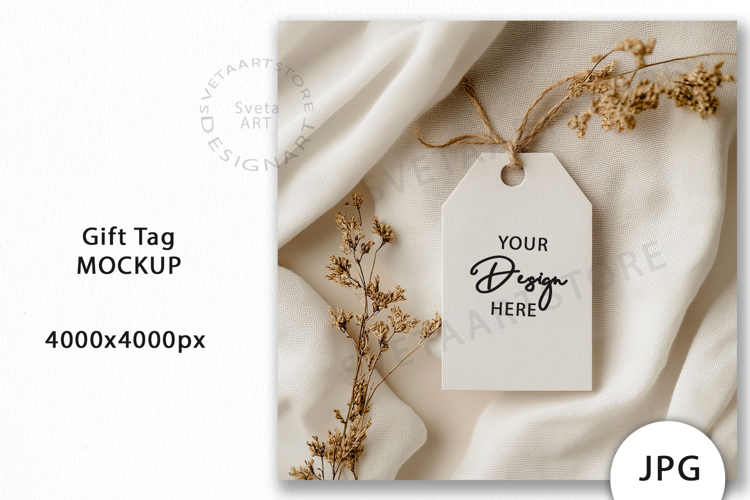 Gift Tag with Box Mockup JPG