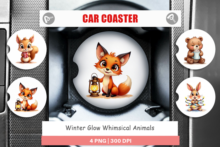Winter Glow Whimsical Car Coaster