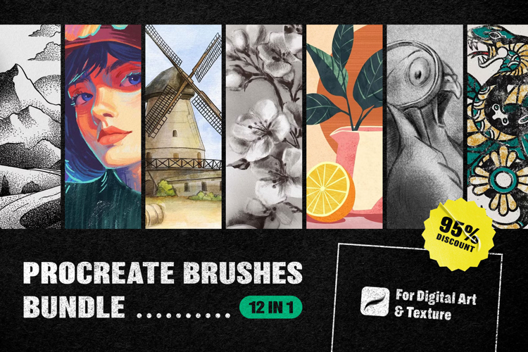 12-in-1 Procreate Brushes Bundle