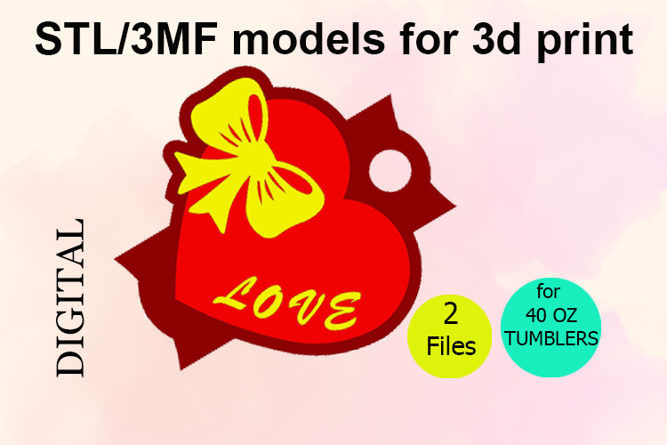 Heart, 40 OZ Tumbler, STL/3MF files for 3D Printing