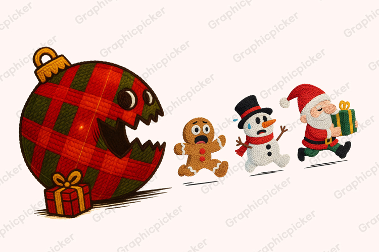 Yarn Crochet Funny Christmas Ghosts PNG, Funny Christmas PNG