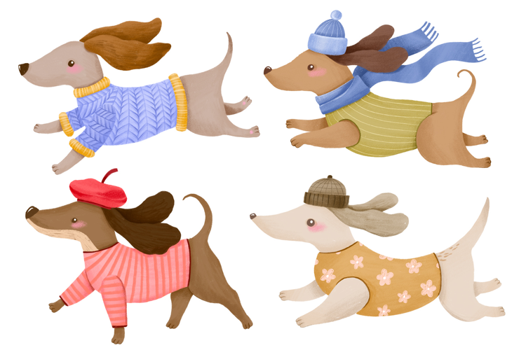 Cute Running Dachshund Dog Clipart