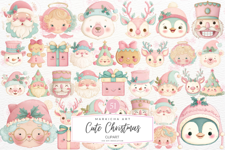 Cute Christmas Heads Clipart