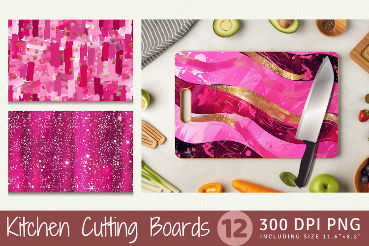 Hot Pink Glam Cutting Boards sublimation Design